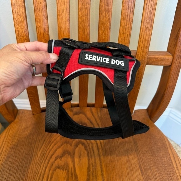 π 6/$60, Service Dog In Training, XSmall Dog, Adjustable Harness, Red Black - Picture 3 of 8